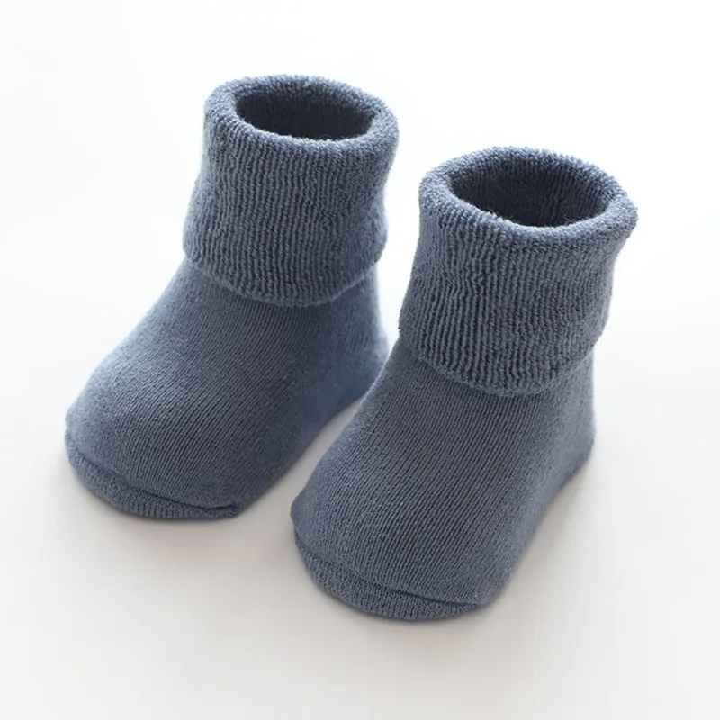 Носки для малышей; однотонные Короткие хлопковые нескользящие носки ярких цветов для малышей; теплые зимние носки для малышей - Цвет: MV0104L