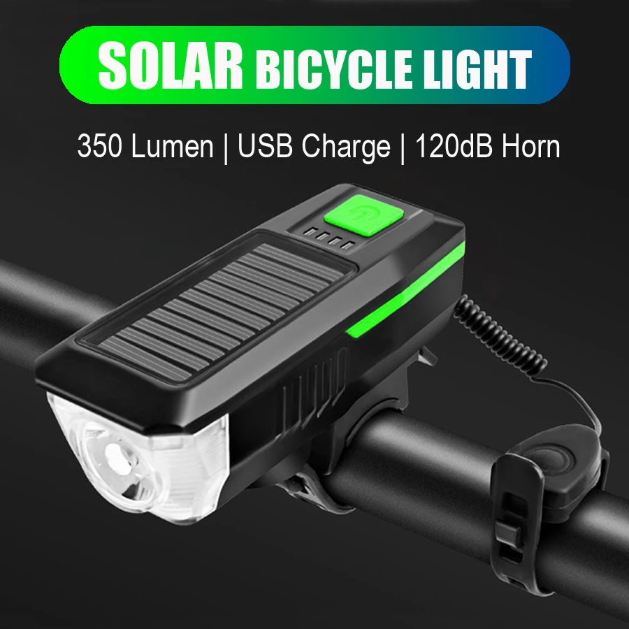 

Waterproof Bicycle Front Rear Light Set Solar Bike Headlight Horn Auto Brake MTB Taillight USB Chargeable LED Cycling Flashlight