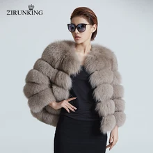 ZIRUNKING женская теплая шуба из натурального Лисьего меха короткая зимняя меховая куртка верхняя одежда из натурального меха голубой лисы пальто для женщин ZC1636