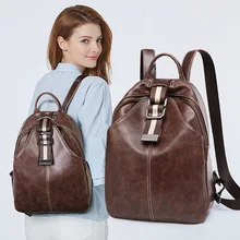 Рюкзак из натуральной кожи для женщин стиль Мода Ретро масло воск кожаная дорожная сумка женский рюкзак Гуанчжоу женская сумка