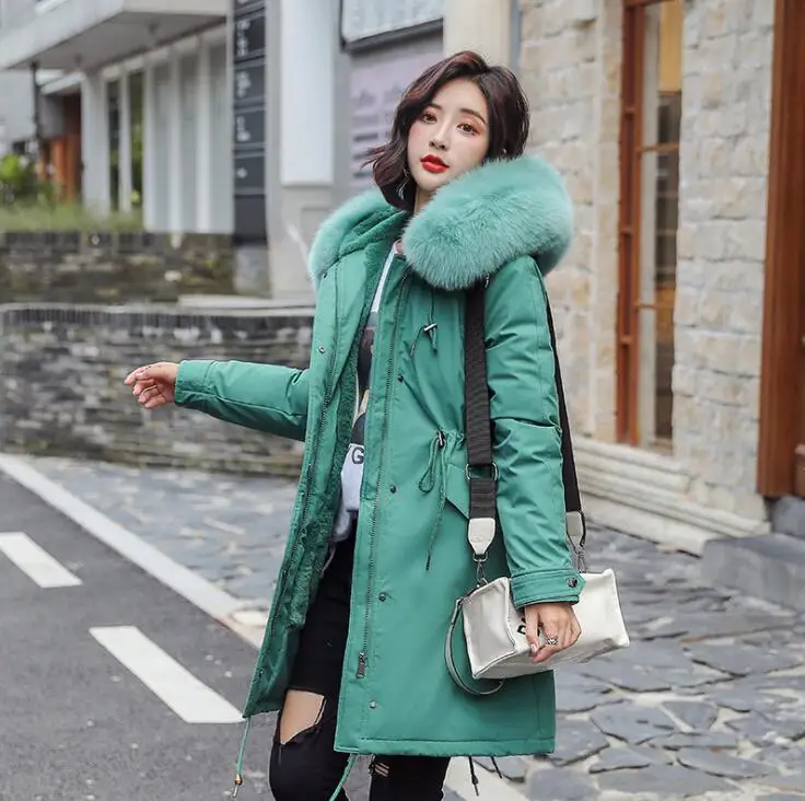 

Winter Parkas jacket 2019 winter women's jacket fashion hooded fur collar thick warm long winter coats -30 degree snow jackets