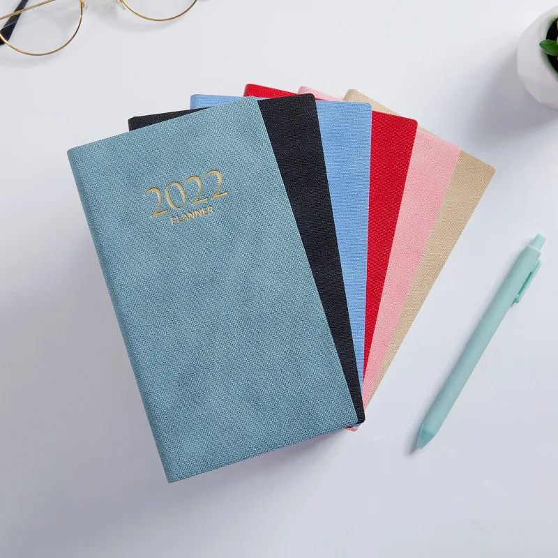 2022 A6 Notebook Planner Daily Weekly Monthly Kraft Paper Pu Cover Organizer Agenda School Office Schedule Stationery Gifts