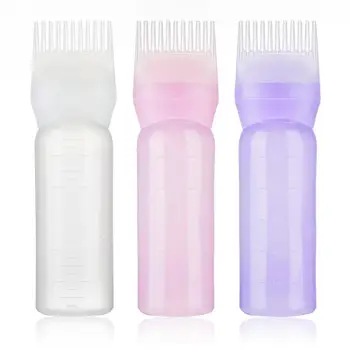 

120ml Plastic Hair Dye Filling Bottle Applicator with Graduated Brush Dispensing Salon Hair Coloring Dyeing Styling Tool