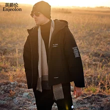 Enjeolon, брендовая зимняя куртка, мужские парки с хлопковой подкладкой, повседневное толстое теплое пальто с капюшоном размера плюс 3XL, мужская верхняя одежда MF0070