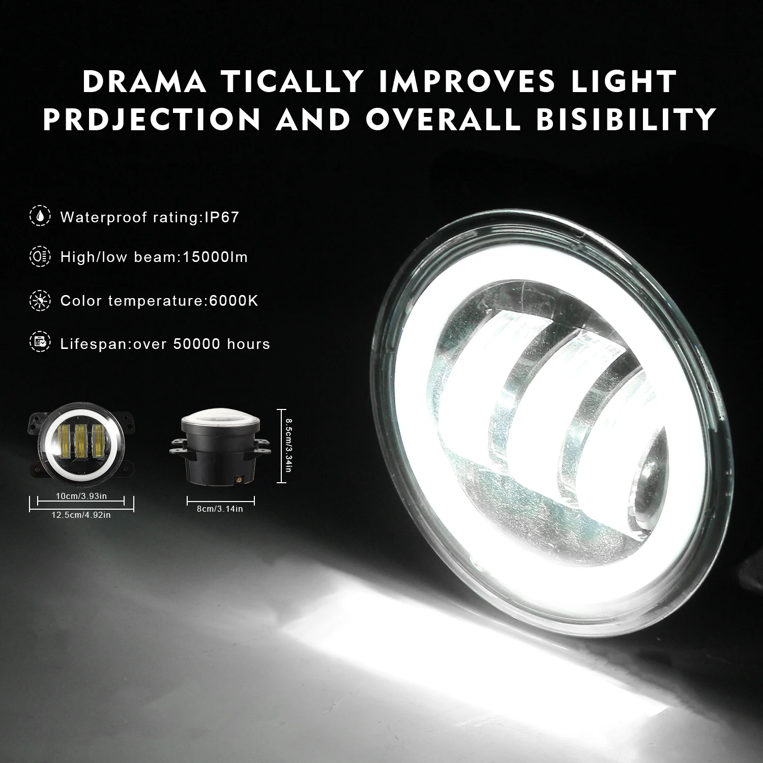 2x4 дюйма бампер Led DRL Противотуманные фары поворота гало-кольцо для фар для джип Dodge FORD F-150