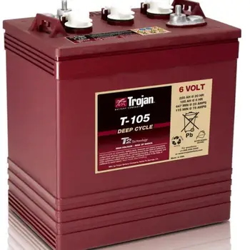 شراءطروادة جودة 6 فولت T105 بطاريات قابلة للشحن 6V225Ah ل EV/عربة جولف