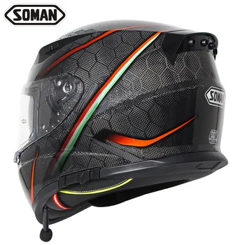 

Soman SM-X7 Retro Snake Pattern Carbon Fiber Full Face Motorcycle Bluetooth Helmet casco capacete moto Dot Approved