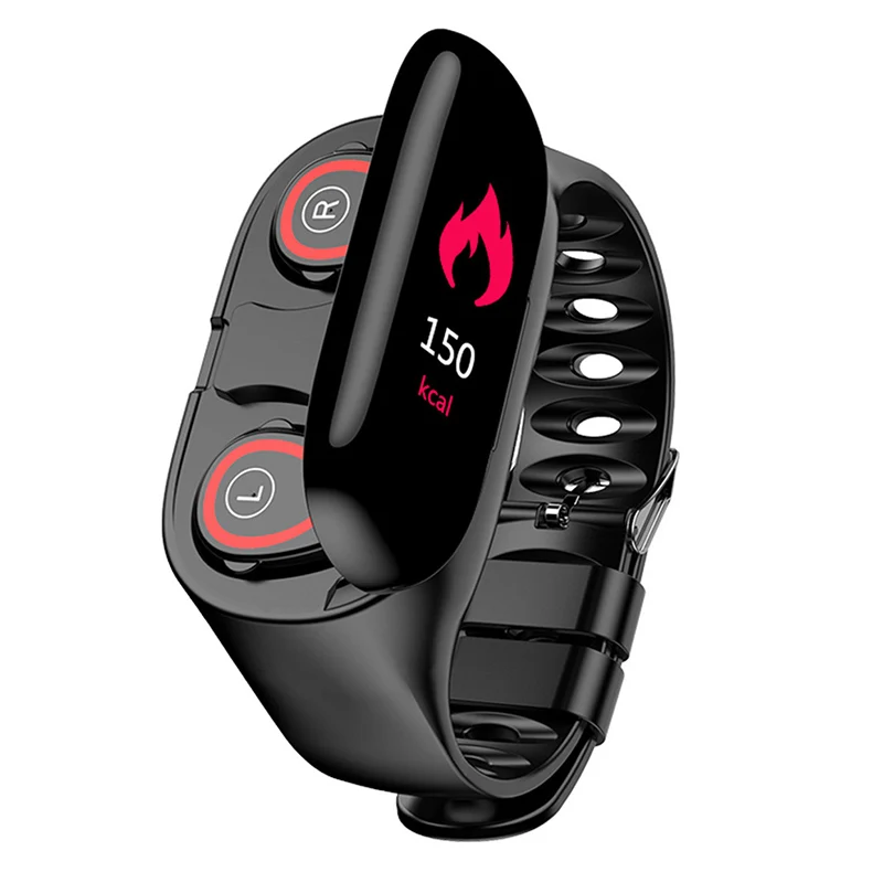 2-in-1 Smart Watch with Earbuds Bluetooth Headphone Wristband Portable for Sport FKU66
