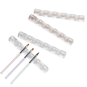 Preise 1Pc 5 Grids Acryl Rack Nagel Pinsel Stehen Rest Malerei Stift Halter Regal Display Träger Lagerung Tipps Salon Maniküre Werkzeuge