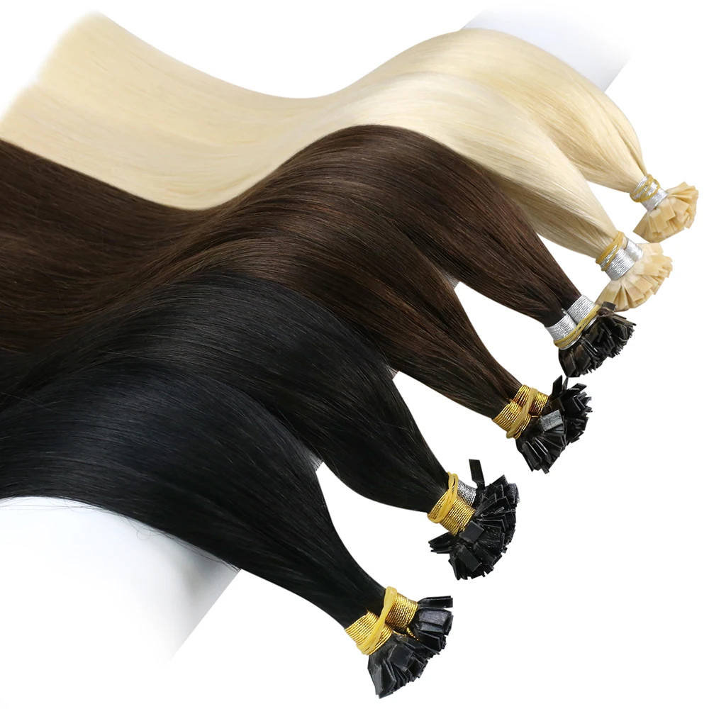Hot Seller Hair-Extensions Human-Hair Ugeat Natural Blonde Keratin Straight Flat-Tip 50g/package-Set 0BJXkrmbn
