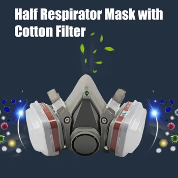 

Half Respirator Mask with Cotton Filter Reusable Face Masks Mask Spray Respirator for Exhaust Chemical Pollen Outdoor Activities