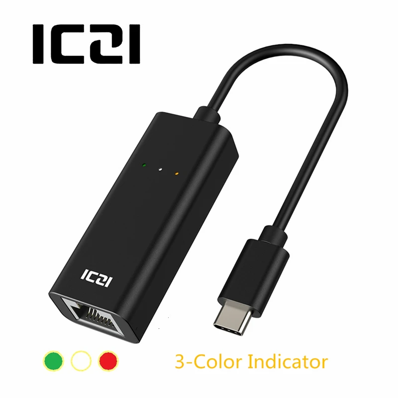 

ICZI USB C to Gigabit Ethernet Adapter Type C to RJ45 LAN Converter for MacBook Pro Samsung Tab S4 Huawei Phone Laptop Accessory