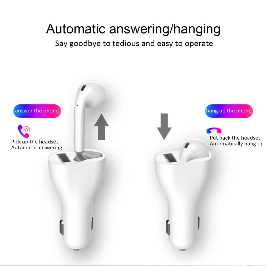 2in 1USB автомобильное беспроводное зарядное устройство Ремень гарнитура Беспроводные наушники для iphone для samsung для смартфонов huawei