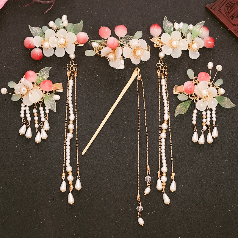 

Han Chinese Clothing Accessories Hairpin Costume Headdress Antique Side Clip Tassel Buyao Hair Clasp Fairy Female Hairpin