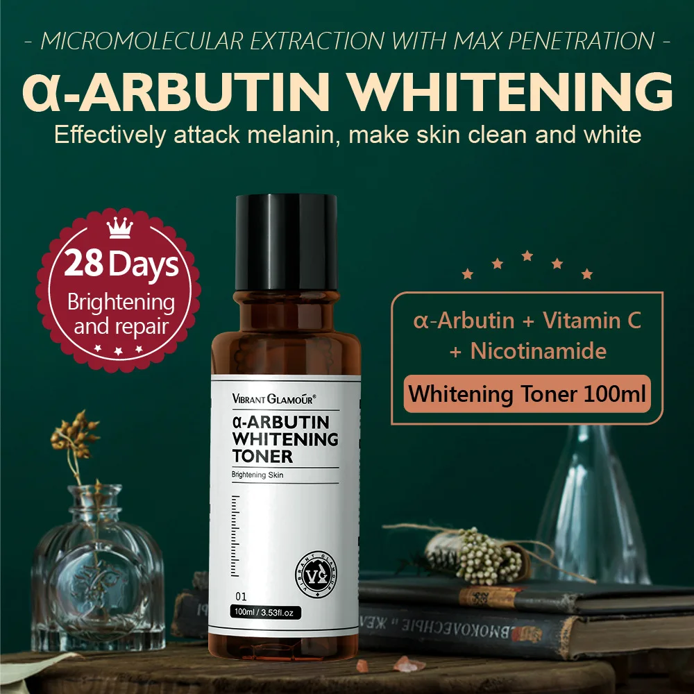 VIBRANT GLAMOUR Arbutin Whitening Toner Brighting and Moisturizing Essence Reduce Dullness Spot Acne Marks Facial Skin Care