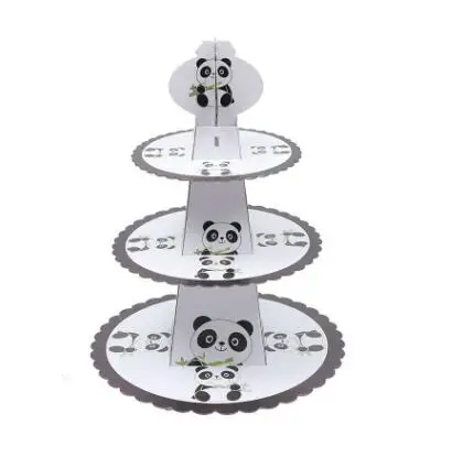 1set cake stand Горячая Распродажа, мультяшная панда, украшение для торта на день рождения на тему "Лошадки карусели", вечерние скатерти с соломенной пластиной, Рождественский свадебный набор для украшения дома - Цвет: 1set cake stand