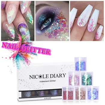 

Diamonds Dazzling Tips Nail Sticker Sequins Colorful Nail Art Decoration Nail Sticker 1Set/8Box Nail Art Tool Dropshipping