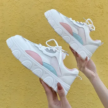 

Women Chunky Sneakers Platform Designers Mesh Breathable Casual Shoes INS Ulzzang Fashion Woman Sports Brand Vulcanized Shoes