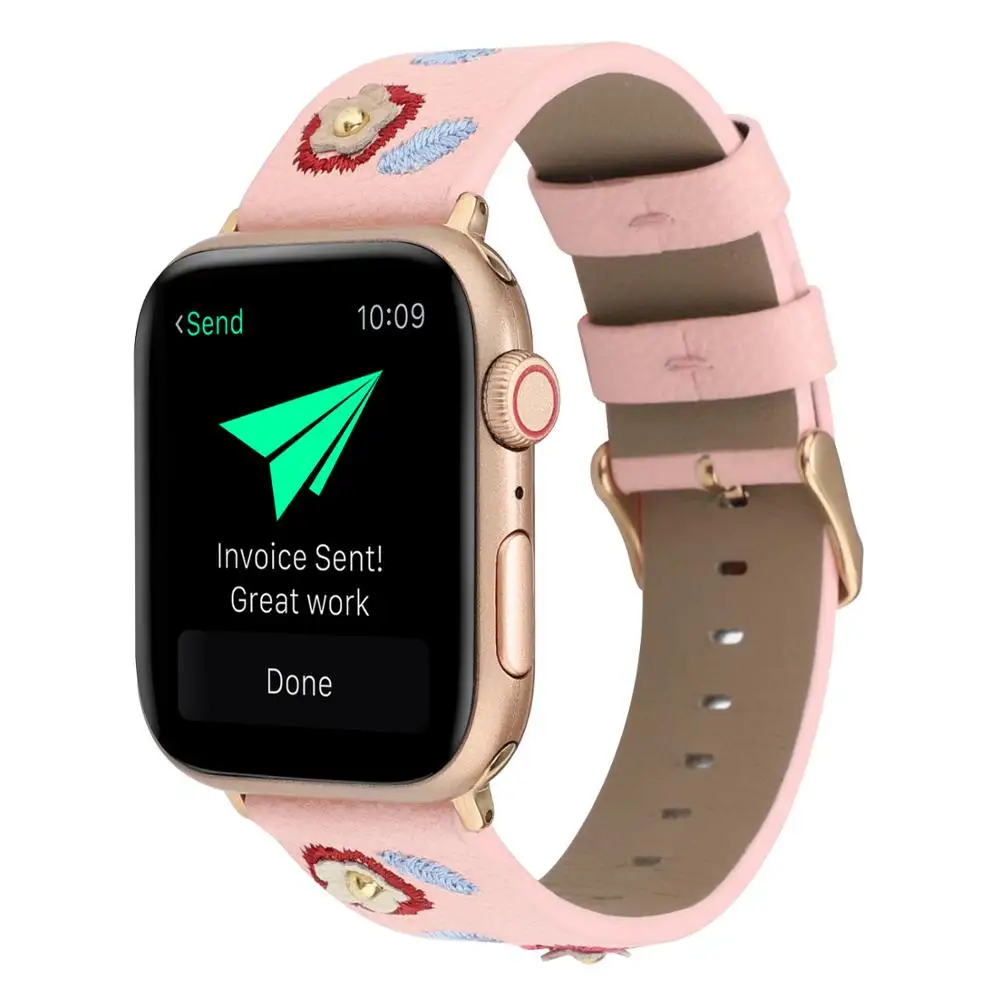 

New Embroidered Style Band For Apple Watch Series 2 3 4 5 Leather Bracelet For Apple iWatch 38mm 40mm 42mm 44mm Strap Watchband