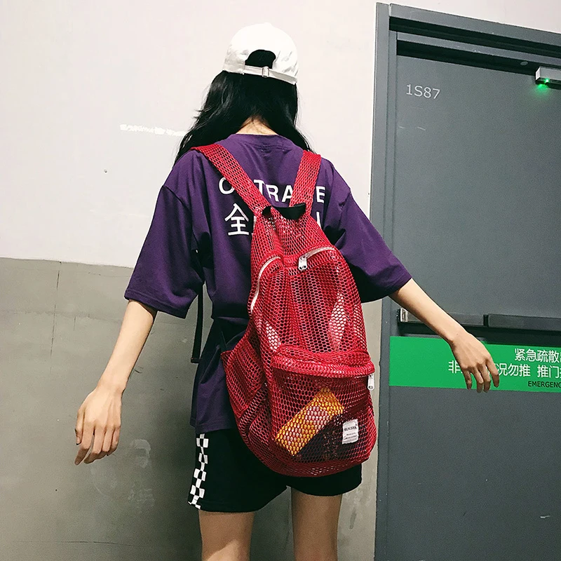 Ins модный рюкзак Harajuku ulzzang, рюкзак для девочек, Простой Школьный студенческий рюкзак, сетчатый рюкзак для серфинга