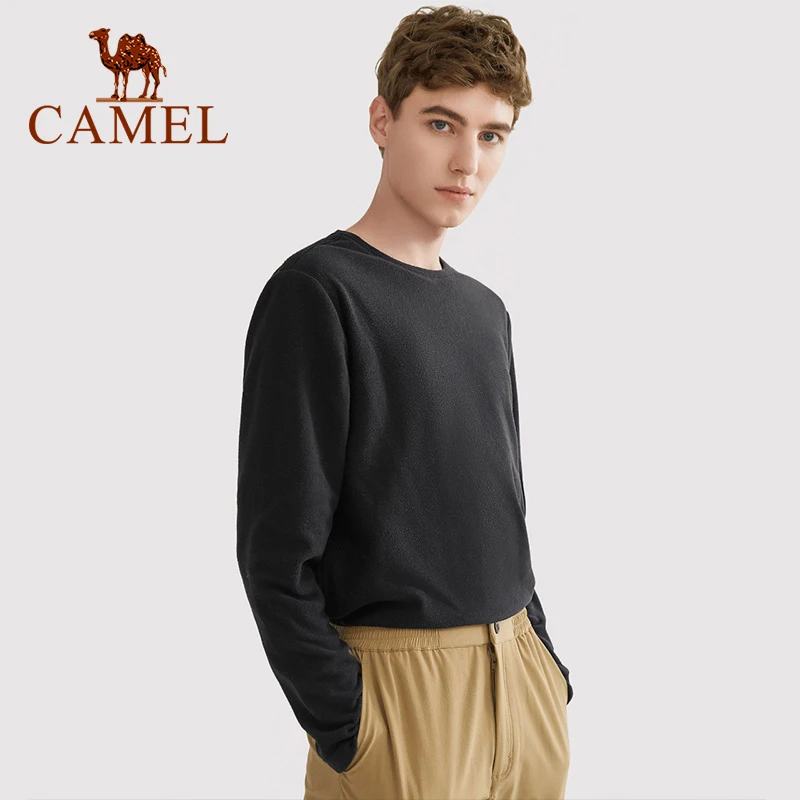 

CAMEL Women Men Autumn Winter Clothing Keep Warm Polar Fleece Shirt Women's Tops Men's O-Neck Loose Sports Warm Bottoming Shirts
