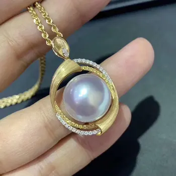 

925 sterling silver natural 9-10mm freshwater pearl fashion Costume DIY jewelry pendant necklace accessories fancy gift