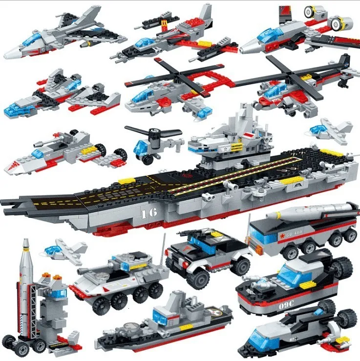 

GUDI Building Blocks Armed Craft Tank Air Boat 8 IN 1 Military Battleship Eucational Action Finger Building Toys For Kids 8709