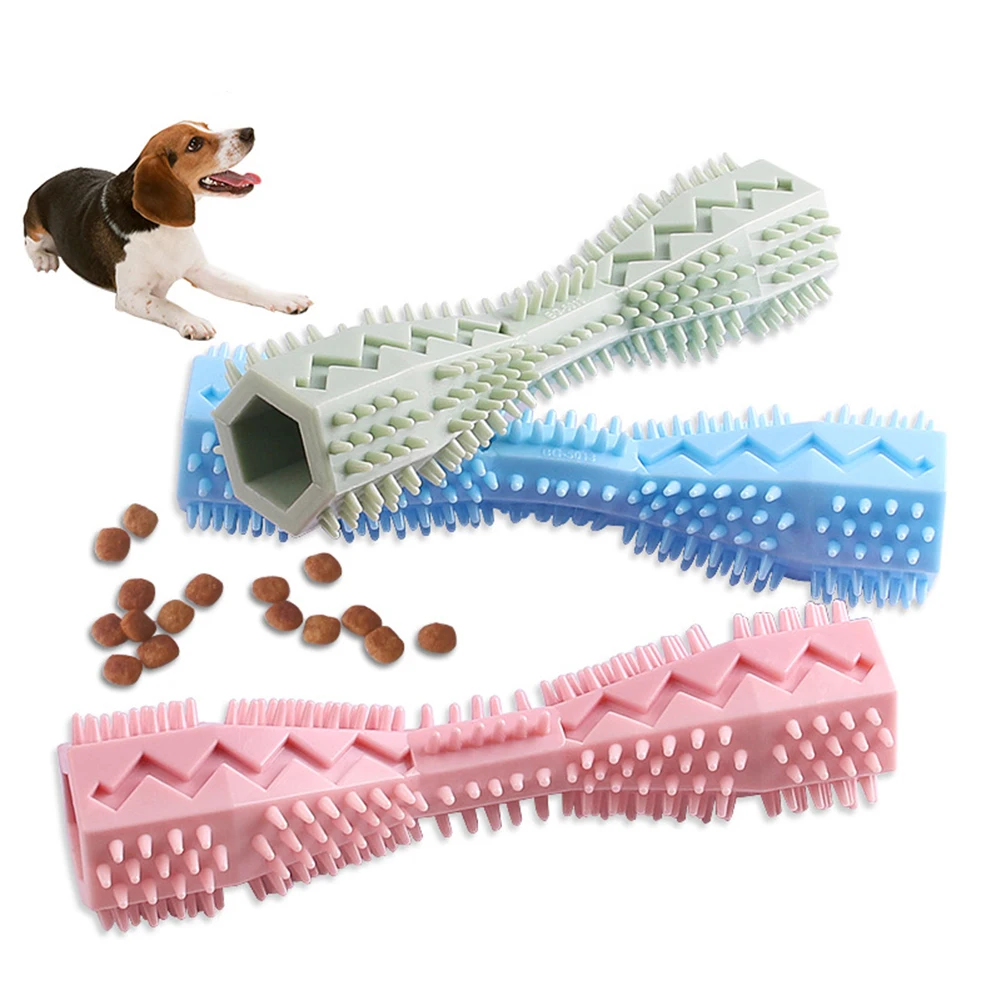 Dog Chew Toys TPR Pet Toothbrush Teeth Cleaning Puppy Brushing Stick Brush Bite resistant Molar