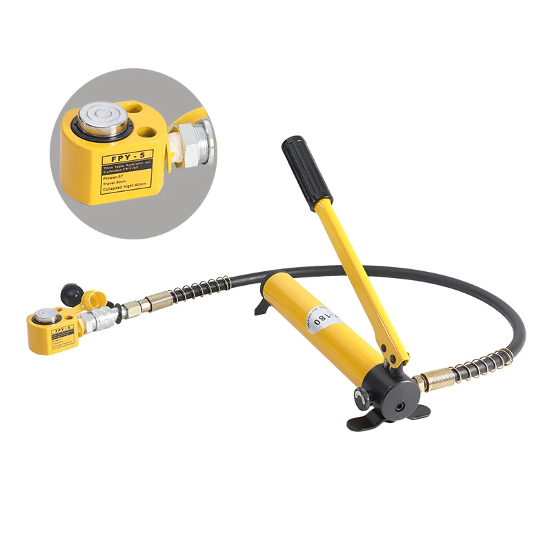 Ultra-thin Hydraulic Cylinder FPY-5 Hydraulic Jack Height 50mm Stroke 10mm with CP-180 Manual Hydraulic Pump trsm 1500 jack hidrolik ultra tipis multifungsi mengangkat silinder dengan 150t stroke kerja 16mm