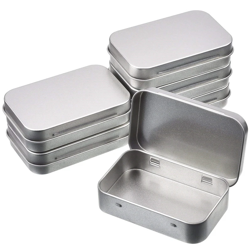 US $4.28 16% OFF|12pcs/set Tin Box Portable Rectangle Small Metal Tin Silver Flip Storage Box Case Organizer For Money Coin Candy Keys|Storage Boxes & Bins| | - AliExpress