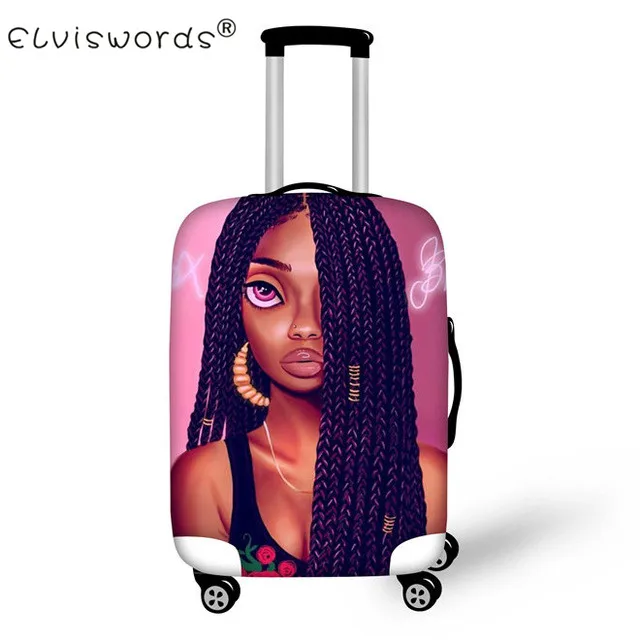 ELVISWORDS защитный чехол для багажа черный арт афро Девочки Аксессуары для путешествий для 18-30 дюймов Чехол для чемодана тролли пылезащитные мешки - Цвет: YQ3579