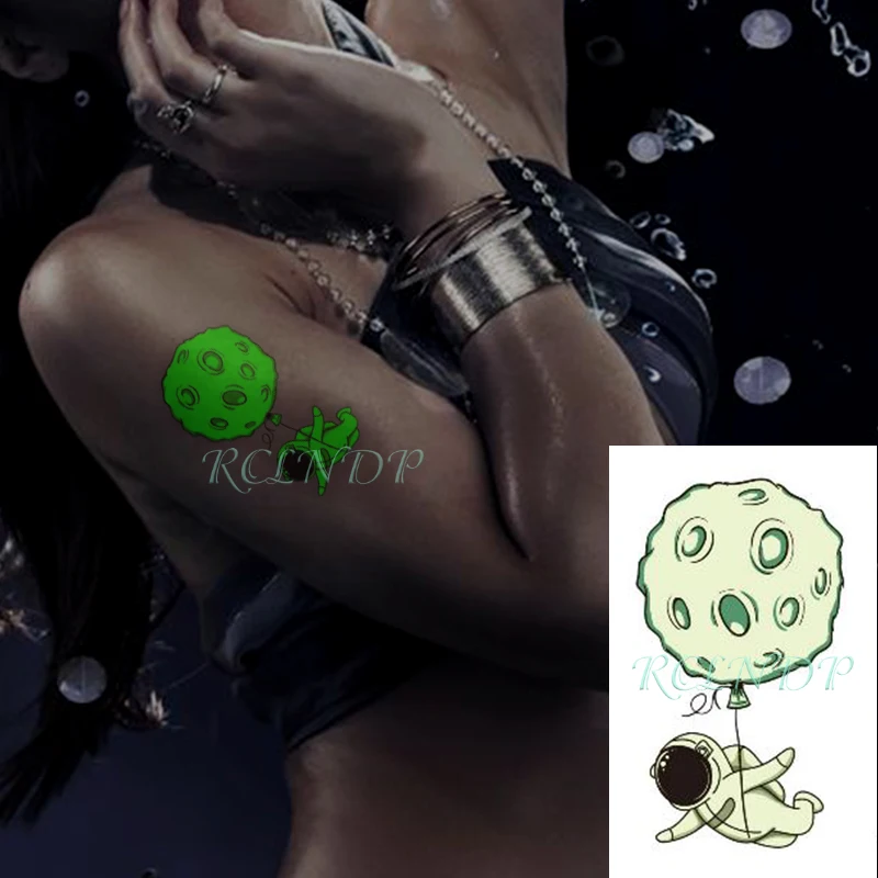 Waterproof Temporary Tattoo Sticker Astronaut Luminous Balloon Night Glow Glitter Flash Tatoo Fake Tatto for Kids Women Men Waterproof Temporary Tattoo Sticker Astronaut Luminous Balloon Night Glow Glitter Flash Tatoo Fake Tatto for Kids Women Men
