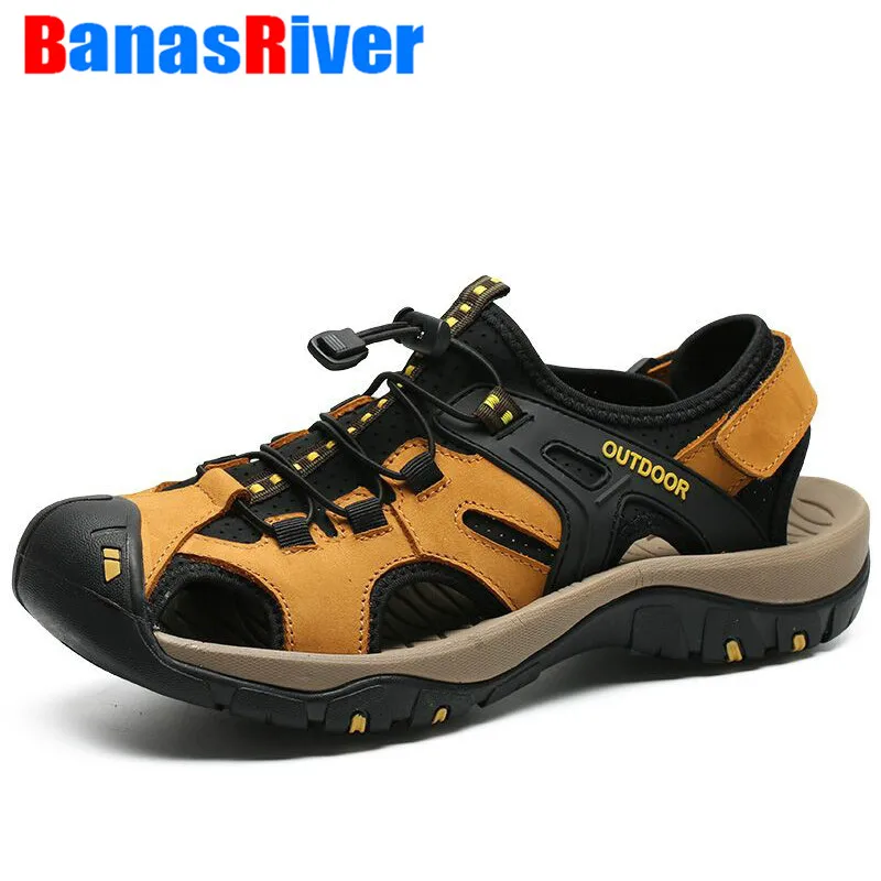 

2020 Men Summer Sandals Leather Casual Roman Style Beach Brand Summer Shoes Comfortable Non-slip Track Sport Sneakers Size 38-48