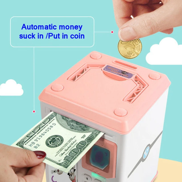 Hucha electrónica con contraseña de seguridad para niños, caja de ahorro de  dinero ATM, monedas, depósito en efectivo, regalo para niños, Mini máquina  ATM - AliExpress