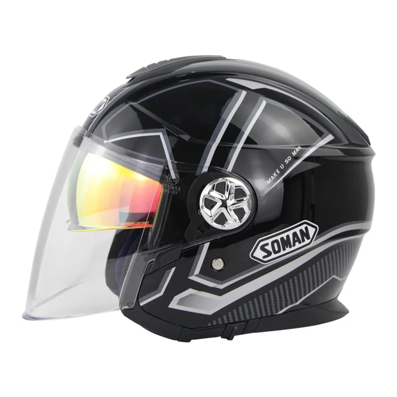 Soman SM519 золотые линзы Moto rcycle шлем с двумя козырьками Электрические Шлемы casco capacete