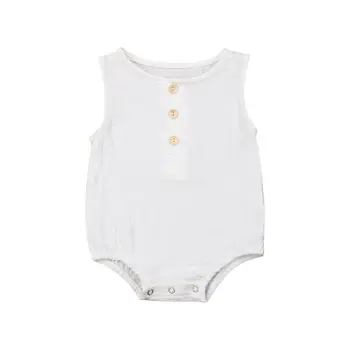 

2020 Baby boy Girl clothing white Green line cotton Button Romper Jumpsuit Bodysuit for Kid clothes toddler Children newborn