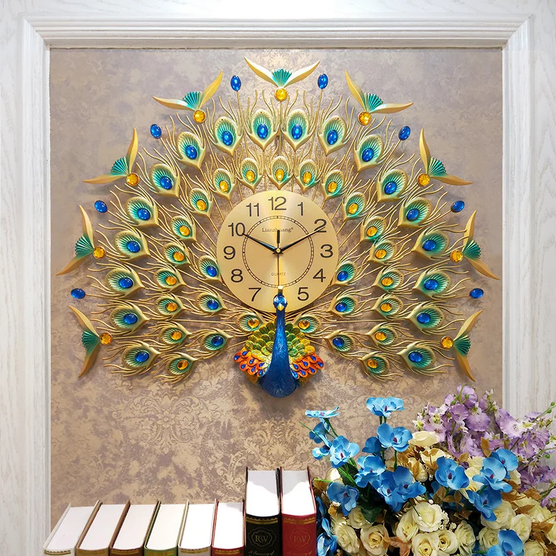 Peacock Wall Clock Living Room Cool And Stylish Home Creative Simple Electronic Clock Quartz Clock European Style Glorious Mute