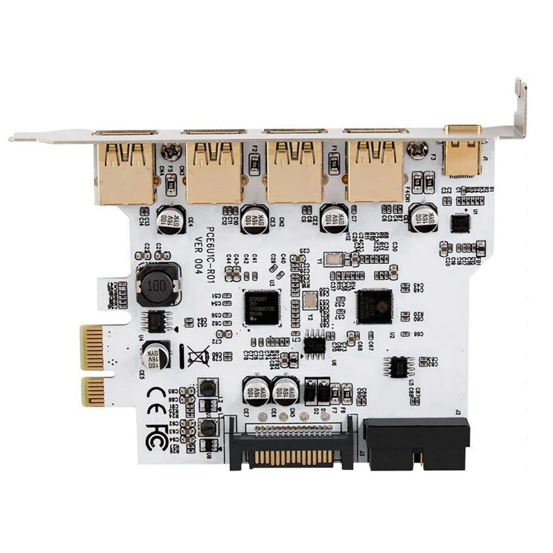 PCI-E на USB3.0 4-Порты и разъёмы+ Тип-C адаптер карты расширения разъем с двумя чипами для Windows XP/Vista/Windows 7/8/10, Linux