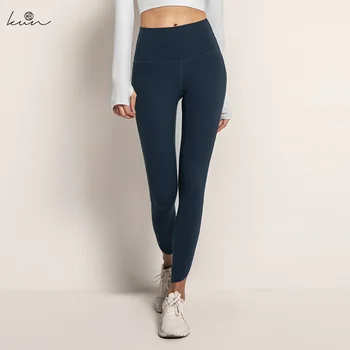 

Yoga leggings high waist bareness pocket yoga pants hem gauze tights hip sports Runnning fitness Capris women's Gym