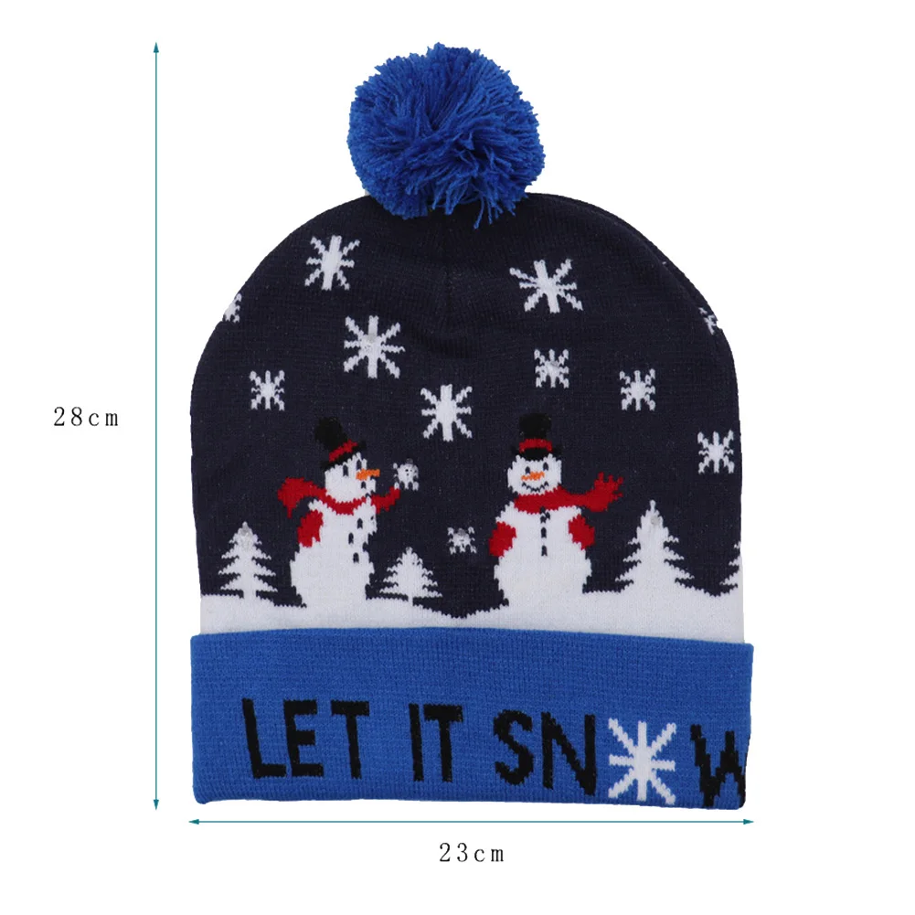 Рождественские шапки с красочным Светодиодный светильник, мягкая теплая вязаная шапка Санта-Клауса, снеговика, оленя, Рождественская шапка для взрослых и детей, праздничная шапка, Декор