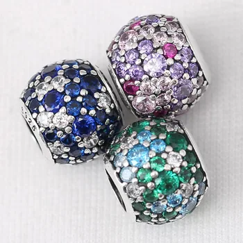 

Original Pave Multicolor Mosaic Ball With Crystal Beads Fit 925 Sterling Silver Bead Charm Bracelet Bangle Diy Jewelry
