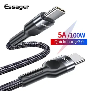 

Essager 100W USB Type C To USB C Cable USB-C PD Fast Charging Charger Wire Cord For Macbook Samsung S20 Xiaomi Type-C US