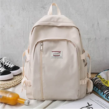 

Fashionable Shoulders Bag Female Simple Student Canvas Bag Leisure Travel Bag Solid Color College Style Backpack High Quality