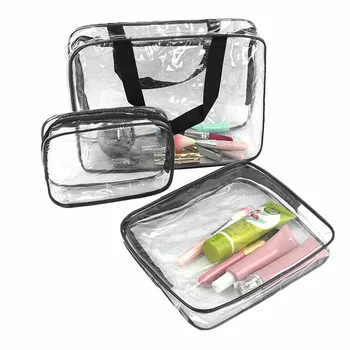 

3Pc PVC Waterproof Clear Cosmetic Bag For Women Portable Travel Holder Pouch Makeup Toiletry Bag High Quality 2019 New