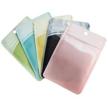 

100Pcs/lot Clear Plastic Zip Lock Heat Sealing Recyclable Package Bags with Hang Hole Zipper Dried Fruit Nuts Retails Pouches