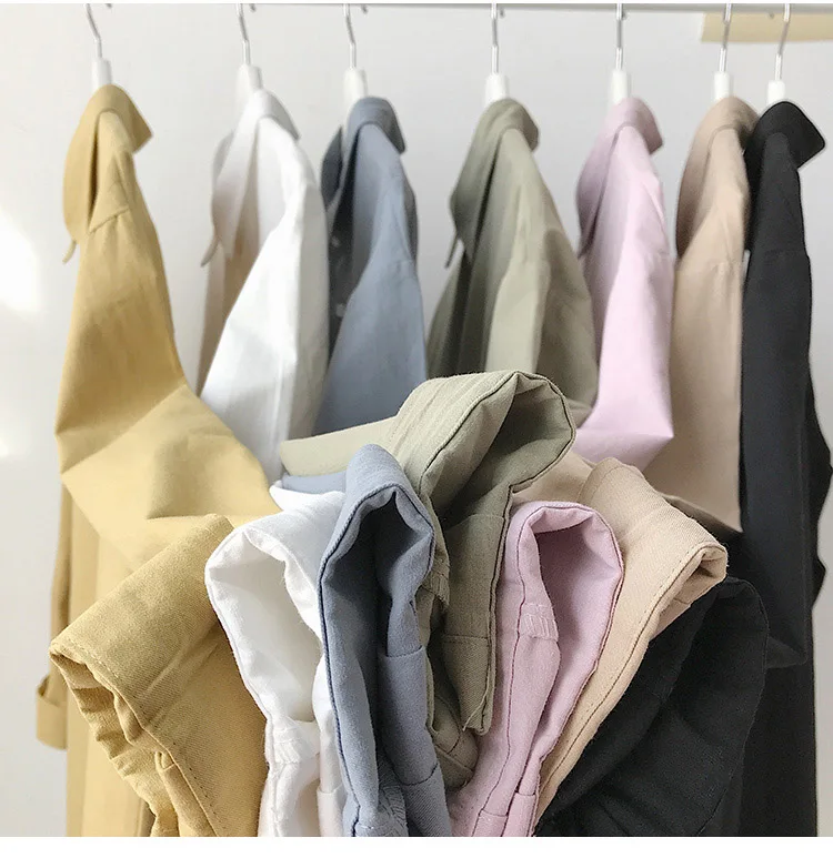 Осенняя Новая корейская модная мужская белая рубашка Повседневная рубашка с длинными рукавами розовая, хаки черная Свободная рубашка на пуговицах 4XL 5XL