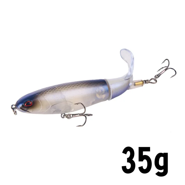 1 Pcs 10cm/14cm Topwater Fishing Lure Whopper Popper Artificial Bait Hard Plopper Soft Rotating Tail Fishing Tackle Fishing Bait O