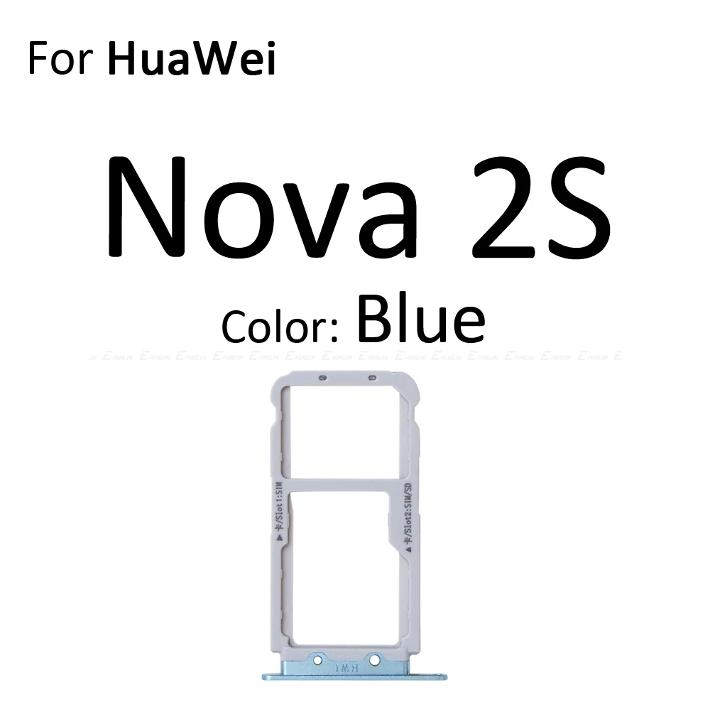 Слот для гнезда sim-карты держатель для чтения лотков адаптер для MicroSD контейнер для HuaWei Nova 3i 2i 2S Запасные части - Color: For Nova 2S Blue