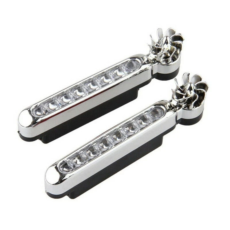 2pcs Wind Powered 8 LED Car Light External DRL Running Lights Headlight Fog Light Lamp Auto Daylight Wind Energy Without Wiring