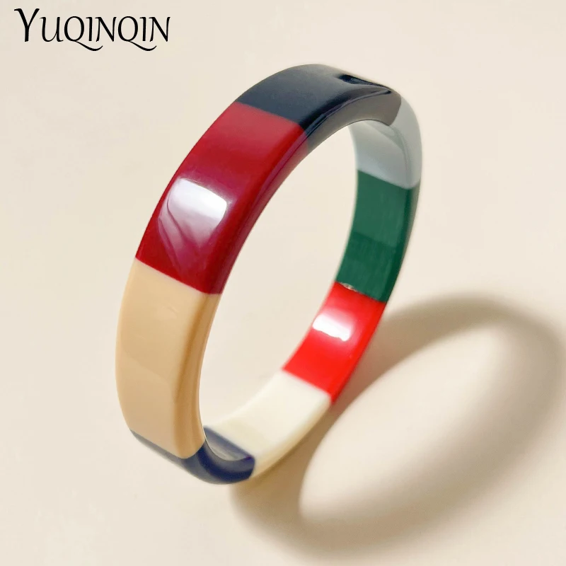 Braccialetto geometrico irregolare in resina acrilica colorata Punk Tortoiseshell acetato chiazzato bracciale largo spesso braccialetto gioiello da polso